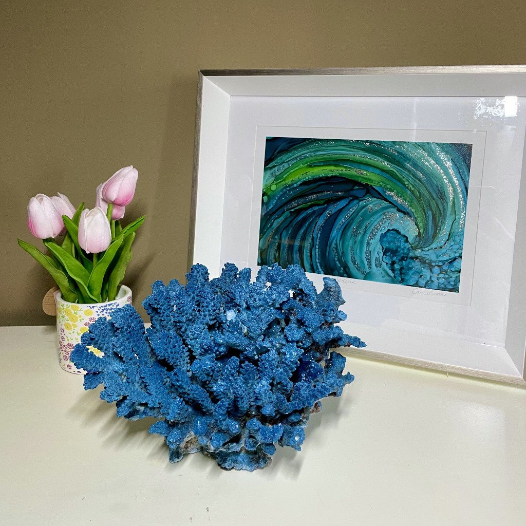 Brownstem Coral 9.5”x9” Blue - Treasures from Beneath
